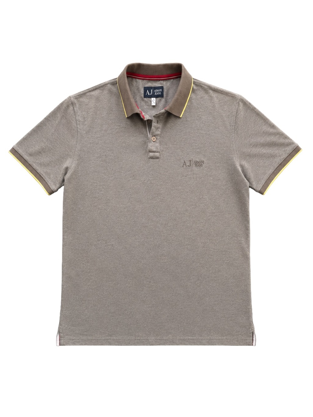 Armani Jeans Men’s Taupe Gray Logo Polo Shirt with Contrast Trim | Large